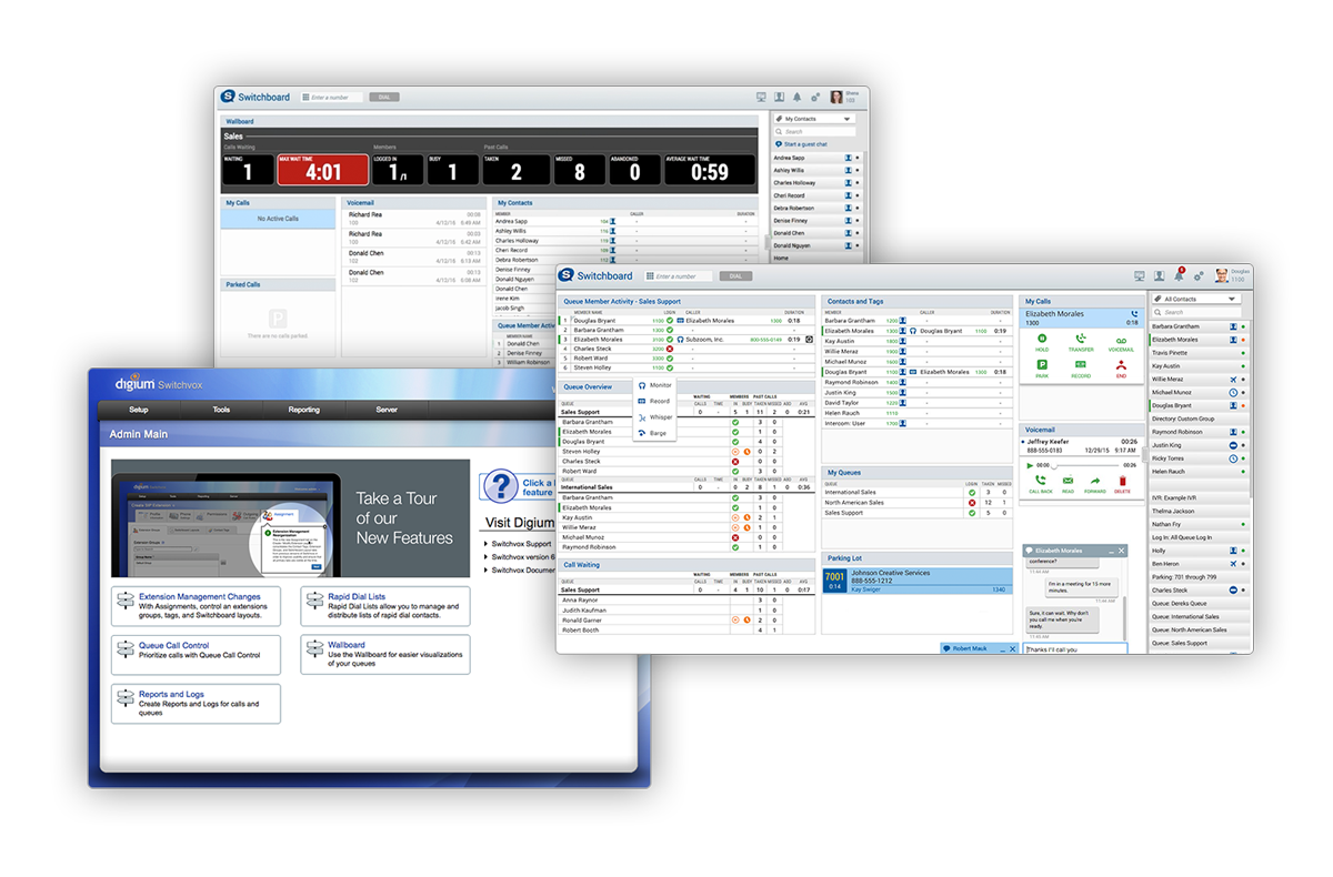 various screens of sangoma software