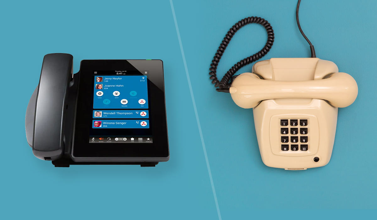 voip phone and landline phone side by side